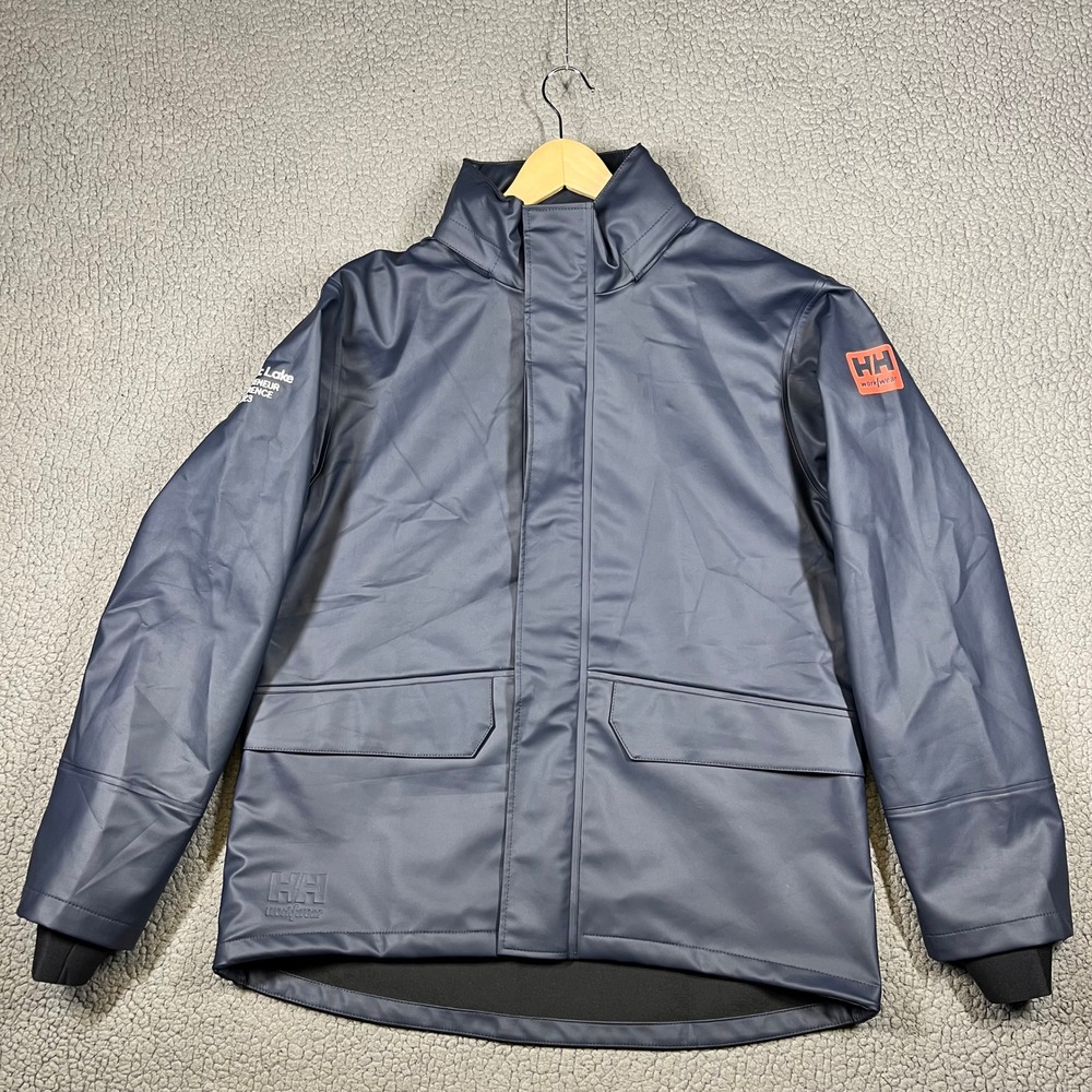 Helly Hansen Workwear Gale Rain Jacket Navy Blue Waterproof Hooded Mens Large